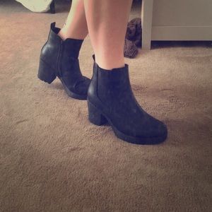 Black Chunky Heel Booties